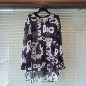 DKNY Monochrome Logo Button Down Shirt